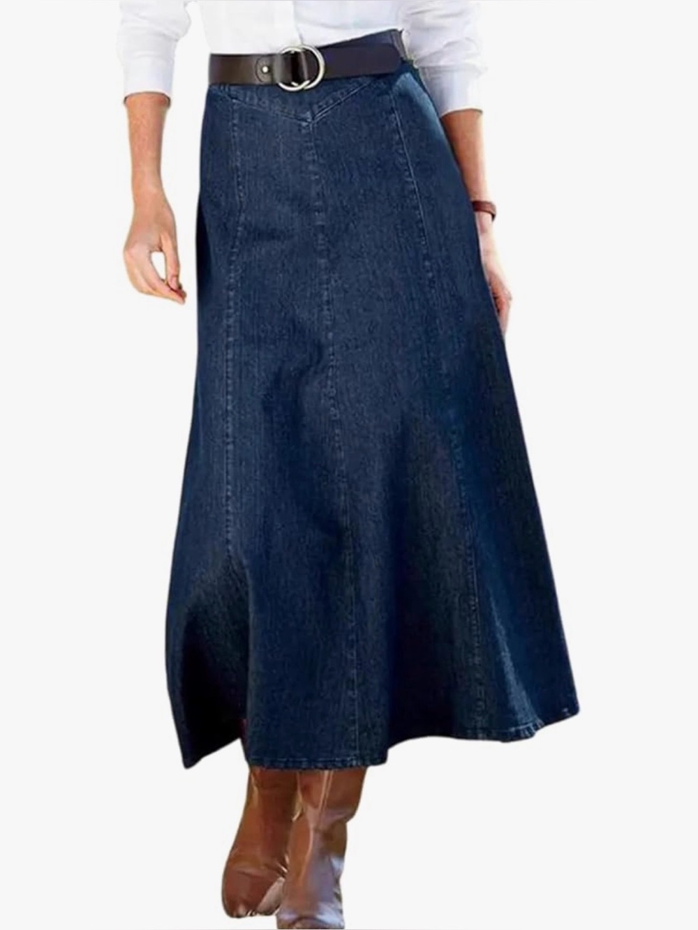 yoeasy Vintage Denim Maxi Skirt  HighWaist Flowy Swing A-Line Long Jean Skirt